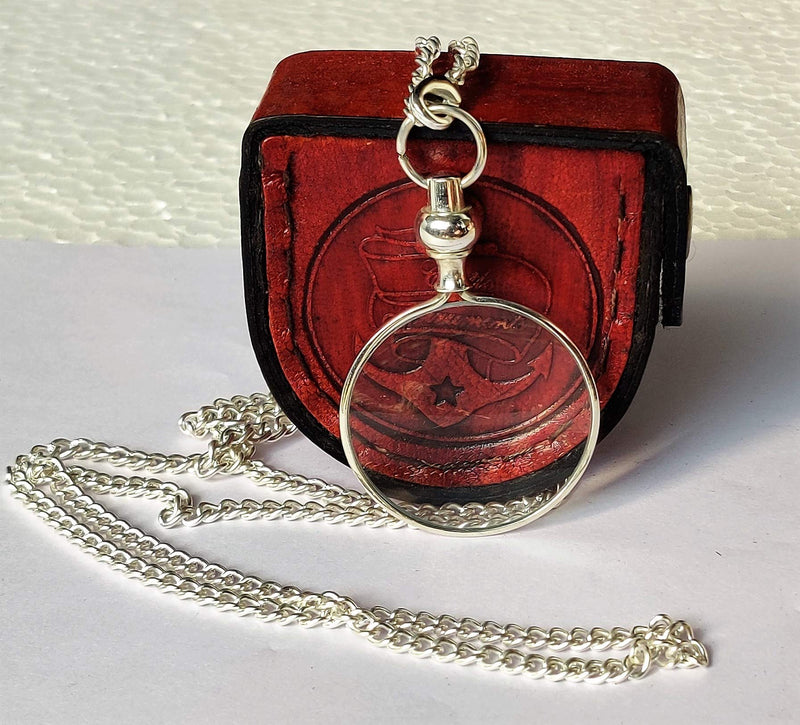 [Australia] - Castle Instruments Silver Coated Magnifying Glass, Optical Magnifier Lens with A Beautiful Necklace Chain Monocle for Library Reading Fine Print Zooming Increase Vision Jewelry () 
