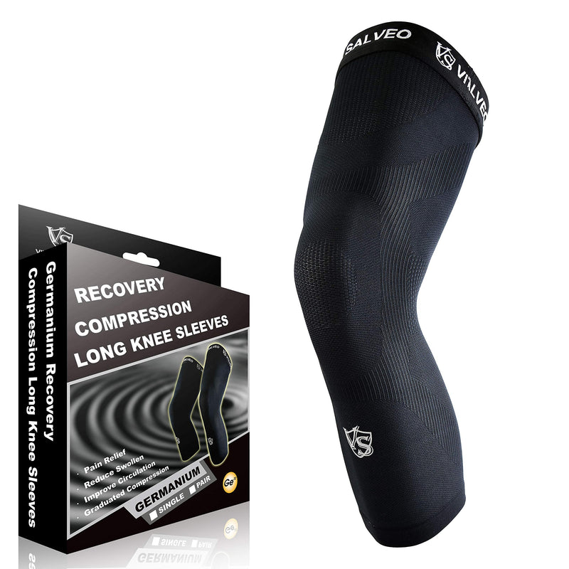[Australia] - Vital Salveo-Sports Outdoor Compression Long Knee Sleeve Leg Support knee brace Thin Light undersleeve Germanium Recovery Running Basketball (1 PC) XX-Large 2X-Large (Pack of 1) 