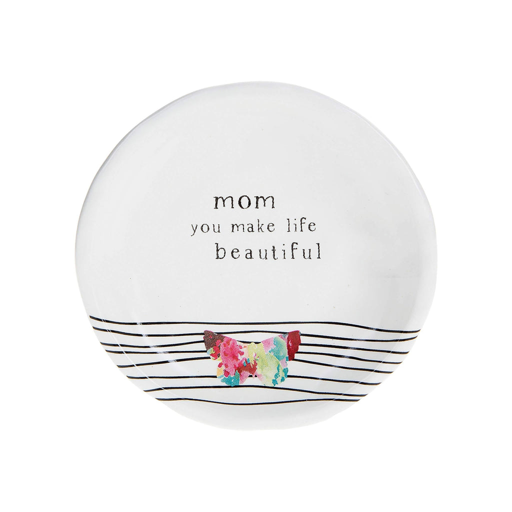 [Australia] - Pavilion Gift Company Mom You Make Life Beautiful 4 Inch Butterfly Keepsake Jewelry Trinket Dish, White 