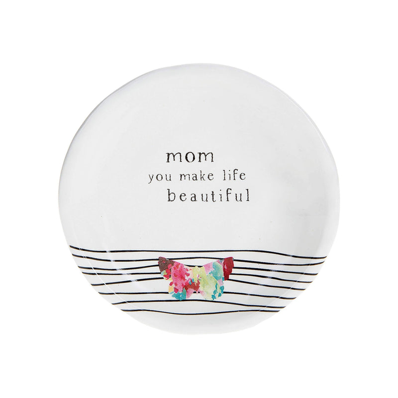 [Australia] - Pavilion Gift Company Mom You Make Life Beautiful 4 Inch Butterfly Keepsake Jewelry Trinket Dish, White 