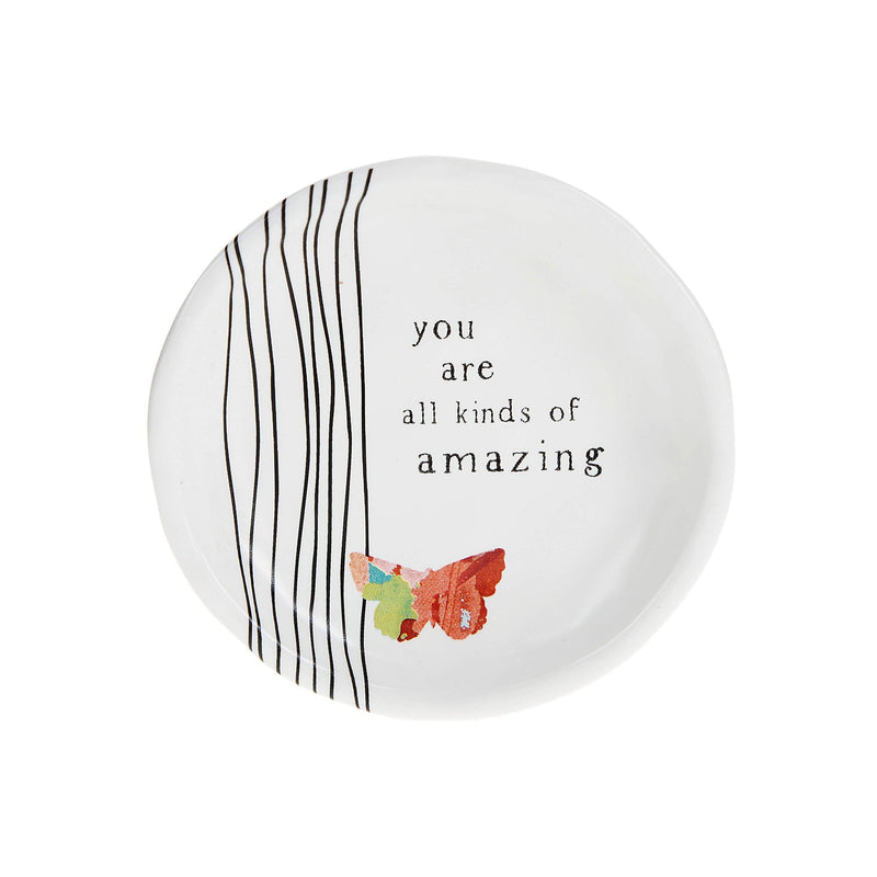 [Australia] - Pavilion Gift Company You are All Kinds of Amazing 4 Inch Butterfly Keepsake Jewelry Trinket Dish, White 