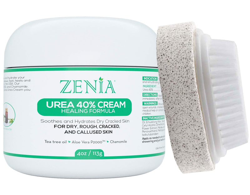 [Australia] - Zenia Urea Cream 40 Percent – 4oz Premium Foot Cream for Dry Cracked Feet – Intense Moisturizing and Hydrating Foot Callus Remover Cream – Made in USA - Soothing Foot Care Lotion for Feet, Elbows, Hands, Knees – With 40% Urea 