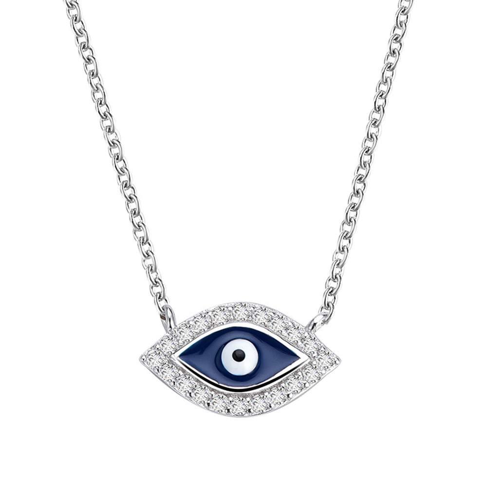 [Australia] - Izpack Evil Eye Pendant Necklace Sterling Silver 925 Dainty Clear CZ Crystal Cubic Zirconia Enamel Snake Chain Choker Necklaces Fashion Jewelry Gifts for Women Girls Best Friend 