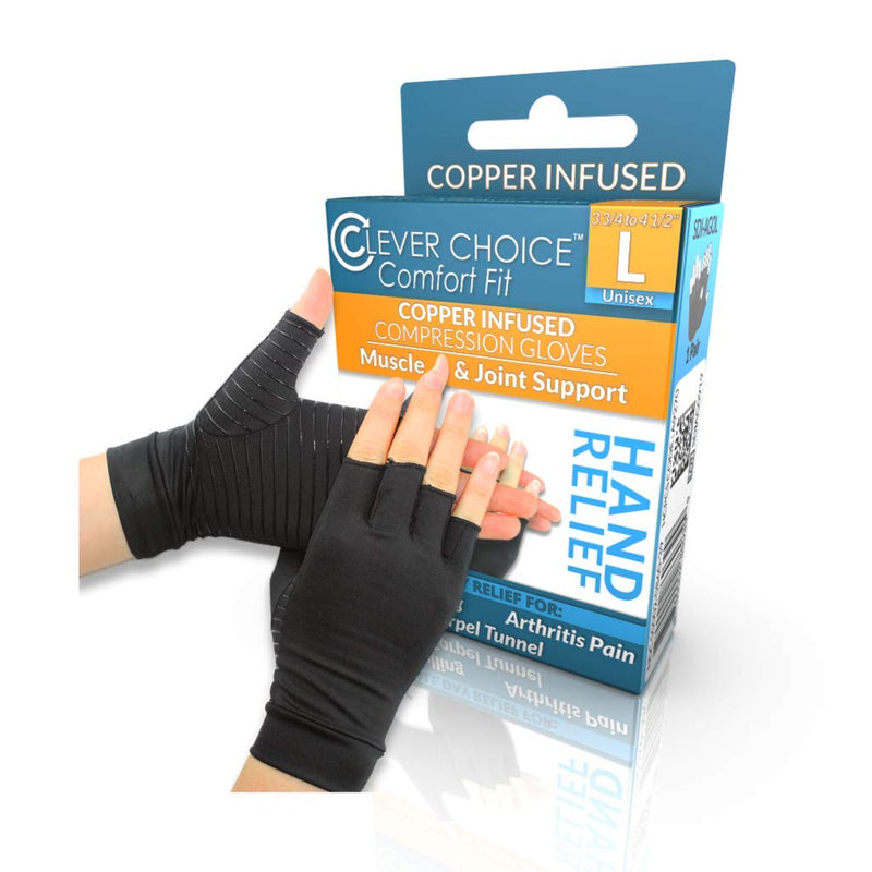 [Australia] - Comfort Fit Copper Infused Compression Gloves - Large Large (3.75" to 4.5") 
