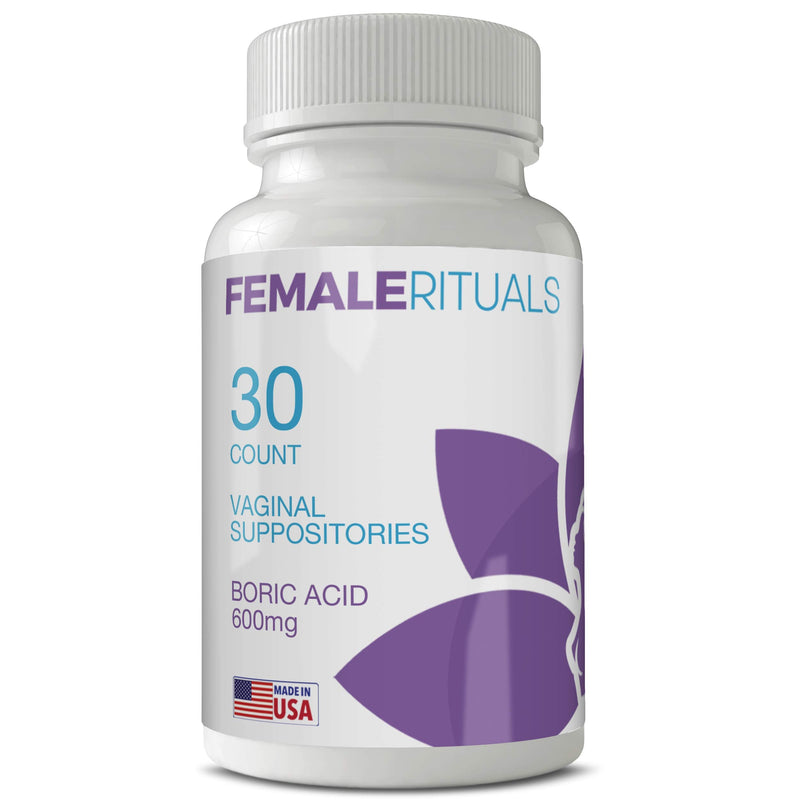[Australia] - Female Rituals Boric Acid Suppositories 600 mg - Vaginal Pills for PH Balance Odors Yeast Infection Treatment - USA Made Feminine Hygiene Products - Vaginal Suppository Yoni Pops Pearls (30 Count) 