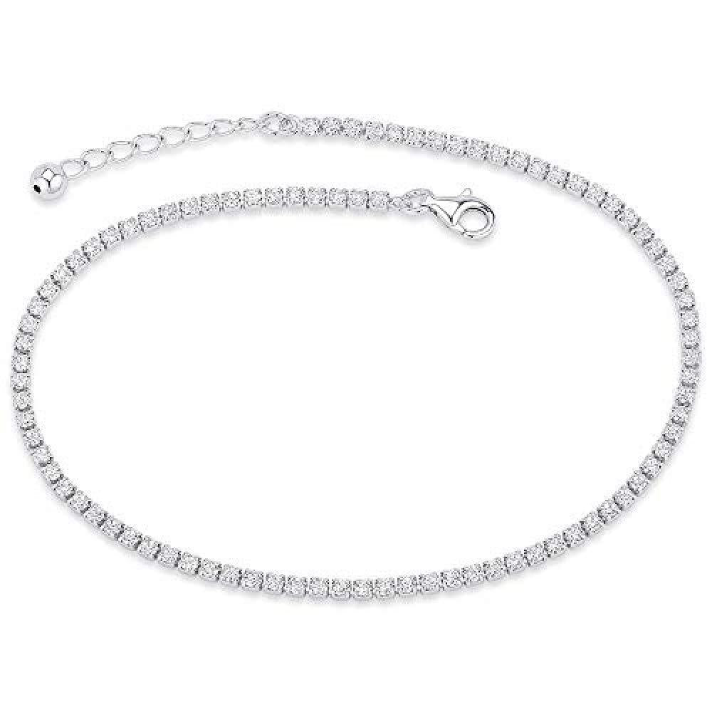 [Australia] - Bling Bling NY Women's Platinum Plated 14K Gold Plated 925 Sterling Silver Cubic Zirconia Anklet Bracelet Adjustable Tennis Anklet 9-10 inches 