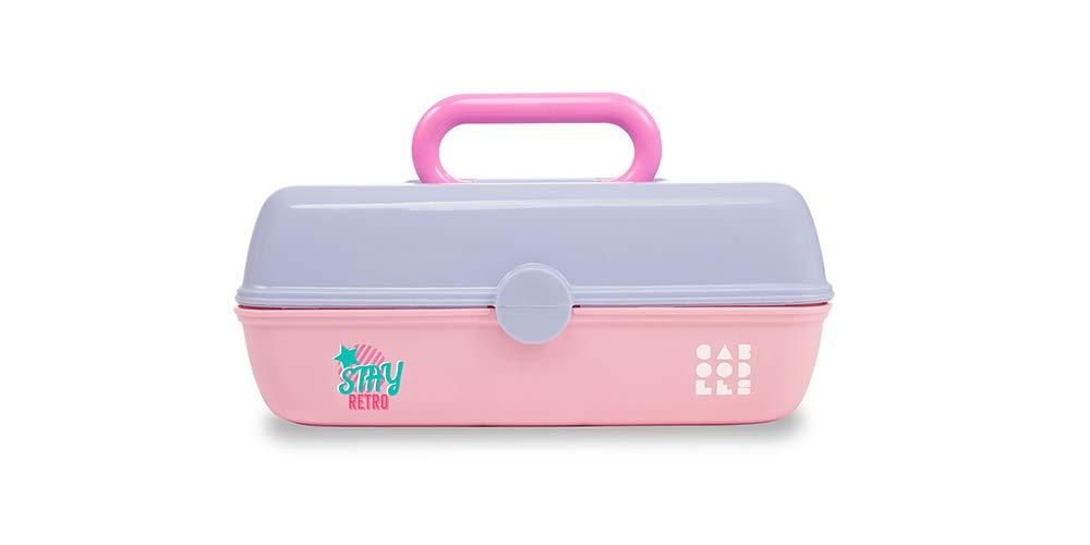 [Australia] - Caboodles Stay Retro - Pretty In Petite Makeup Organizer | Compact Carrying Cosmetic Case, Periwinkle Blue Over Pink Periwinkle Blue Lid and Pink Base 