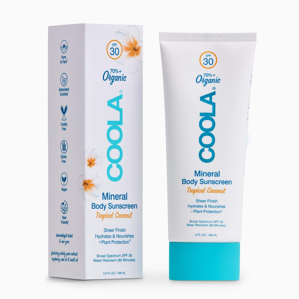 [Australia] - COOLA Organic Mineral Sunscreen & Sunblock Body Lotion, Skin Care for Daily Protection, Broad Spectrum SPF 30, Tropical Coconut 5 Fl Oz (Pack of 1) 