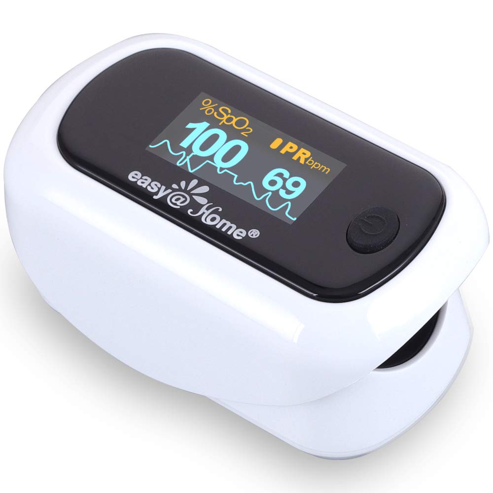 [Australia] - Easy@Home Fingertip Pulse Oximeter SpO2 Blood Oxygen Saturation Meter and Heart Rate Monitor, Rotatable OLED Display with Batteries Included, Portable Lanyard and Carrying Package-EHP035 