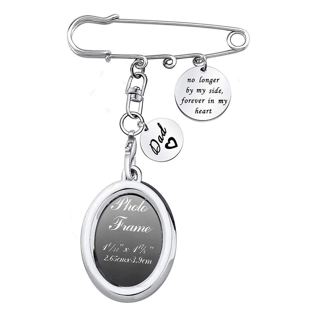 [Australia] - LQRI Wedding Bouquet Photo Charm Memorial Safety Pin Brooch No Longer by My Side Forever in My Heart Walk Down The Aisle Bridal Charm in Memory of Dad memorial mom 