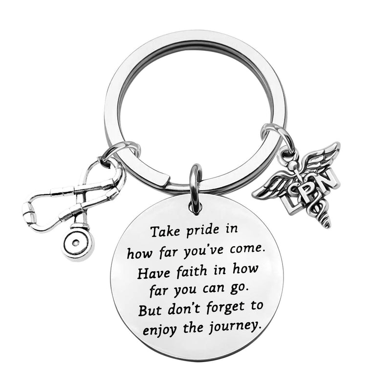 [Australia] - FUSTMW LPN Keychain Licensed Physicians Nurse Graduation Gifts LPN Charm Licensed Physicians Nurse Gift Nursing Student Inspiration Gift Take Pride in How Far You Have Come … silver 