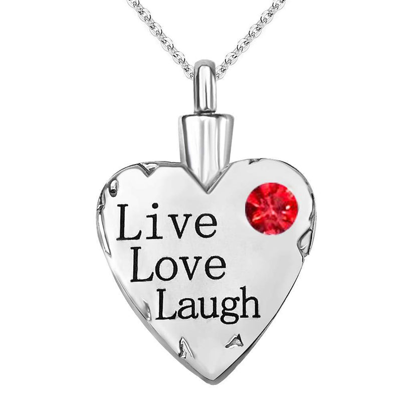 [Australia] - JMQJewelry Urn Necklaces for Ashes Live Love Laugh Memorial Cremation Women Men Jan-Dec Birthstone Keepsake Ashes Pendant Jewelry Jul 