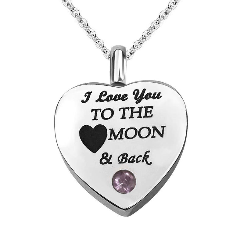 [Australia] - JMQJewelry Urn Necklaces for Ashes I Love You to The Moon and Back Heart Memorial Cremation Jan-Dec Birthstone Keepsake Pendant Jewelry Jun 