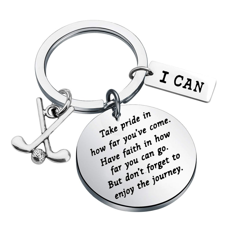 [Australia] - Golf Keychain Golf Inspiration Gifts Golf Team Gifts Golf Clubs Gift for Golfer Jewelry Golf Lover Inspiration Gifts Take Pride in How Far You Have Come silver 