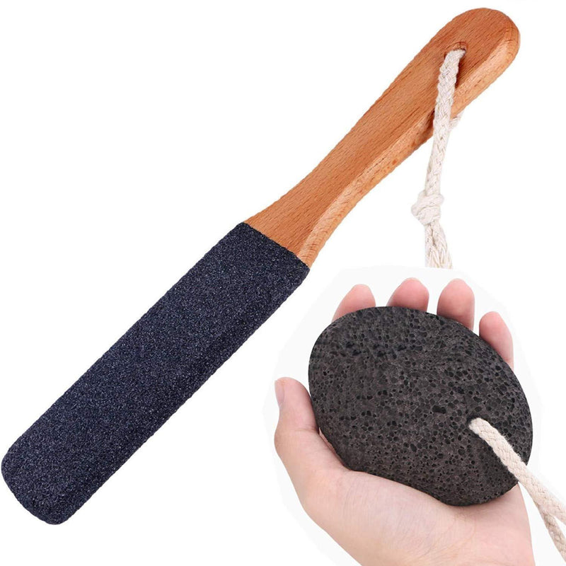 [Australia] - Vridale Pumice Stones for Feet Lava Pumice Stone Foot File Callus Removal Foot Scrubber for Hands Care Foot Exfoliation Dead Skin Remover with Handle 