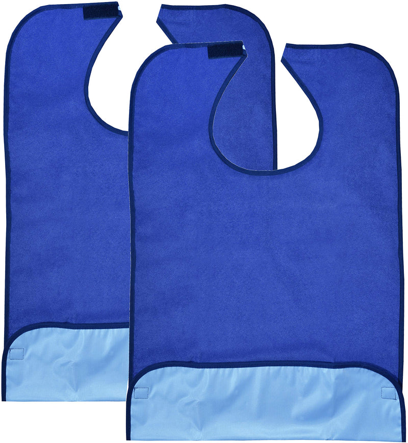 [Australia] - 2 Pack Adult Bibs - Reusable and Washable Cotton Terry Cloth Aprons for Elderly, Seniors and Disabled 