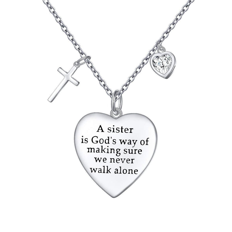 [Australia] - Sister Necklace Sister Gifts Real Sterling Silver Heart Pendant Necklace Sister Gifts from Sister 