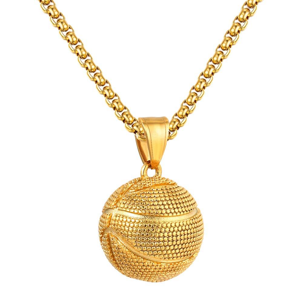 [Australia] - Mgutillart Punk Rock Titanium Steel Basketball Pendant Necklace Gold Plated 