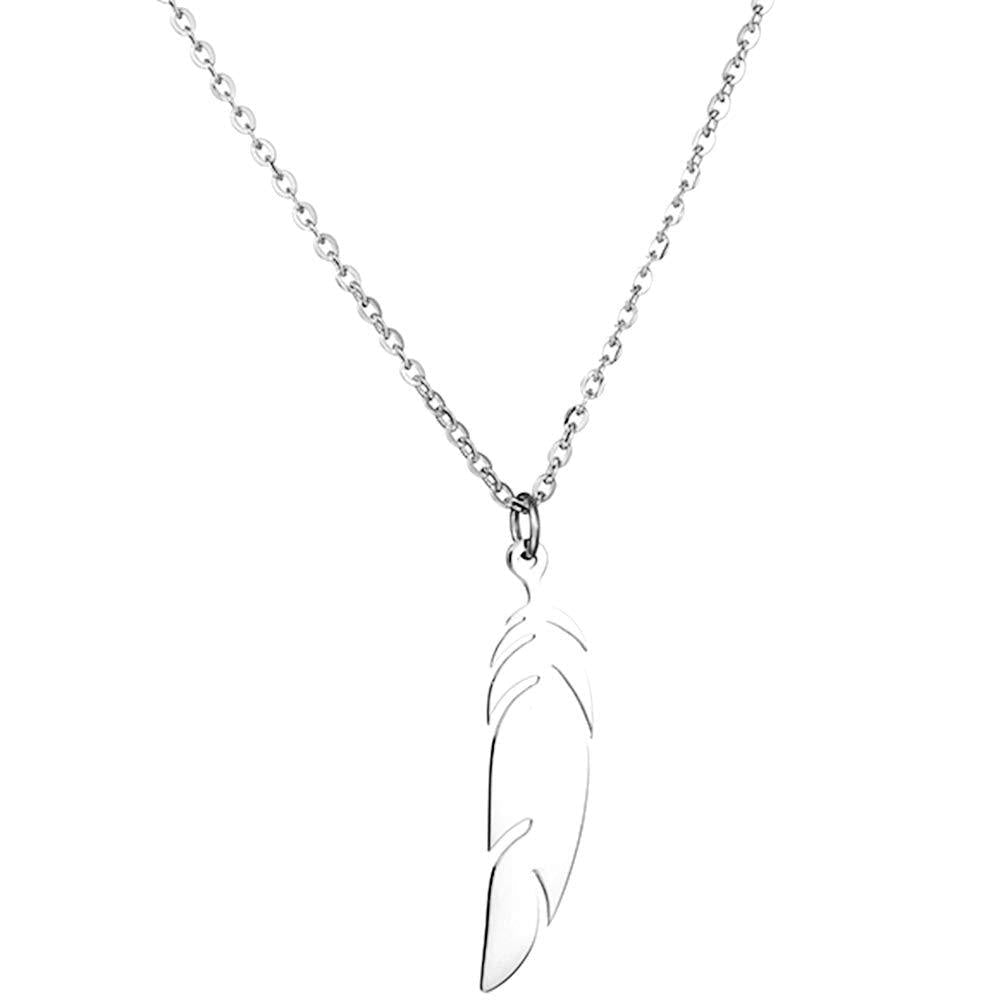 [Australia] - Jude Jewelers Stainless Steel Leaf Feather Collar Statement Necklace Silver 