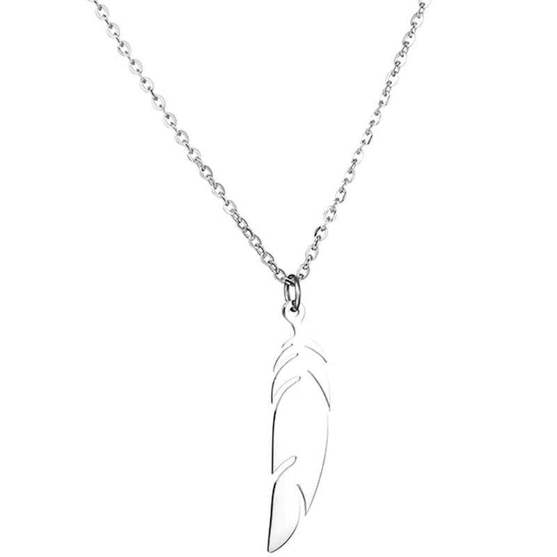 [Australia] - Jude Jewelers Stainless Steel Leaf Feather Collar Statement Necklace Silver 