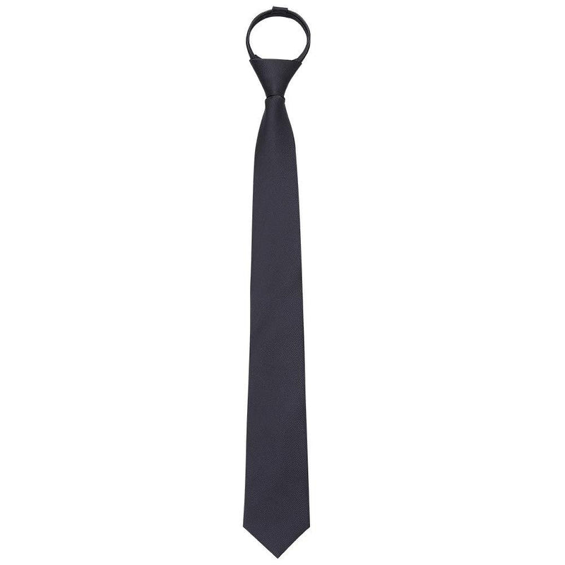 [Australia] - AUSKY Pre-tied Adjustable Zipper Skinny necktie,2.35inch Clip on Slim Ties for men or boys (1 Pack & 4 Packs for option) Black 1 Pack 