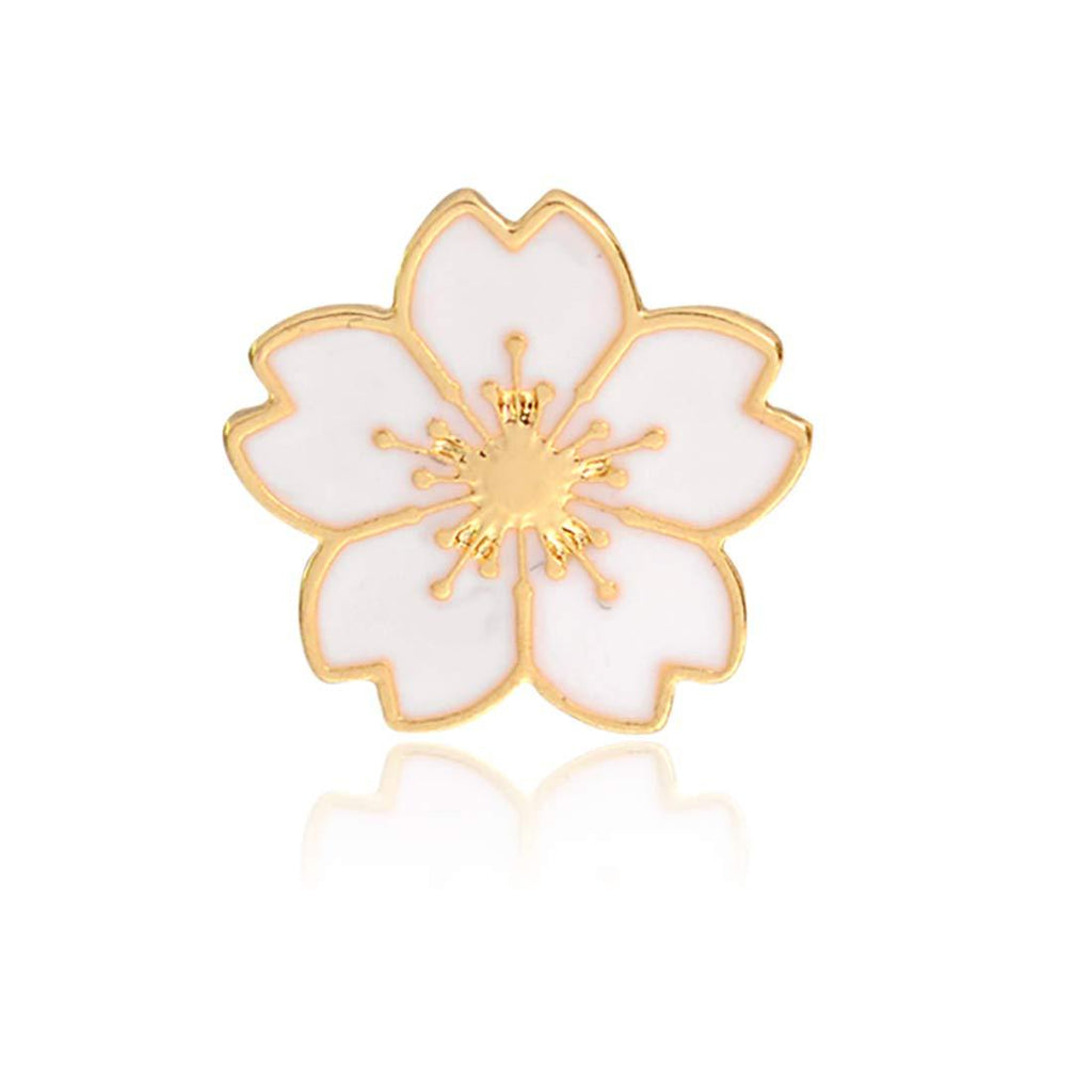 [Australia] - ROSTIVO Cherry Blossom Lapel Pin Enamel Pins for Backpacks Cute Tiny Flower Brooch Pin for Women and Girls (White) 