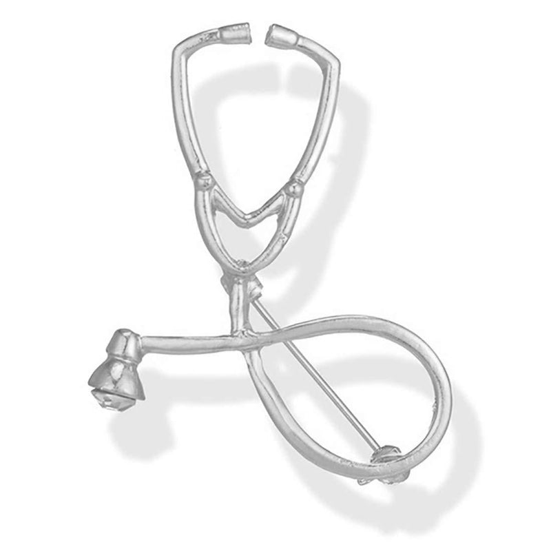[Australia] - ROSTIVO Stethoscope Brooch Pins for Women and Men Nurse Doctor Physicians Medical Student Graduation Gift (Silver) 