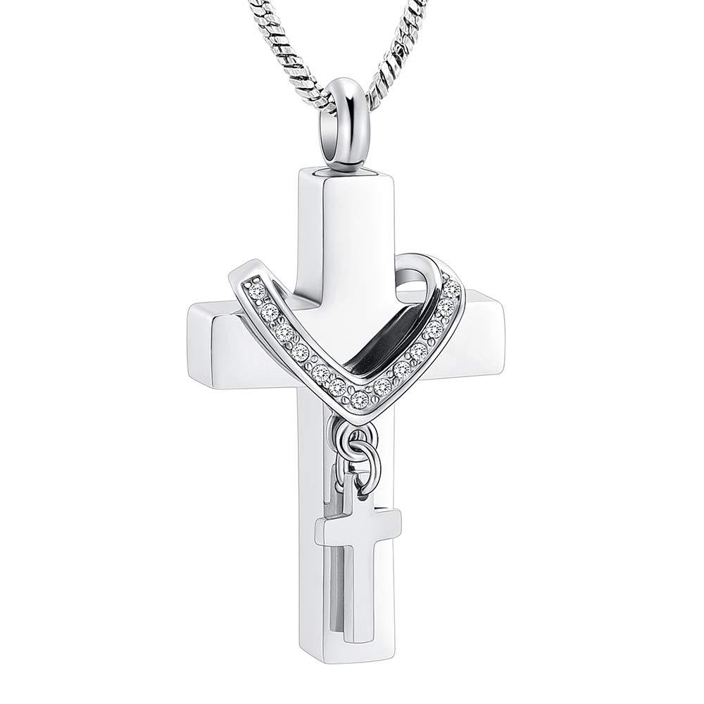 [Australia] - Yinplsmemory Cross Cremation Necklace Urn Pendant for Ashes Papa Memorial Ashes Keepsake Jewelry clear 