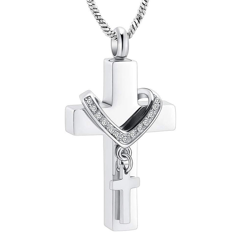 [Australia] - Yinplsmemory Cross Cremation Necklace Urn Pendant for Ashes Papa Memorial Ashes Keepsake Jewelry clear 