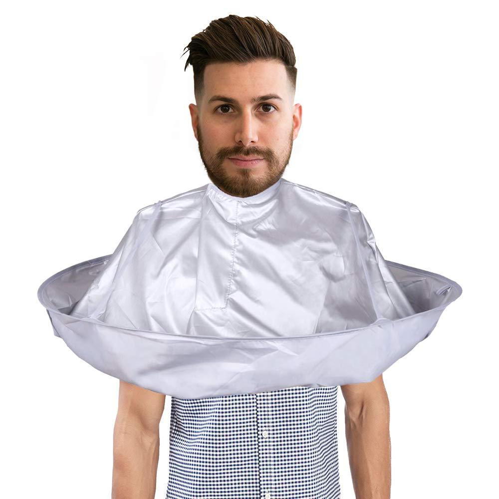 [Australia] - HSTC Professional Hair Cutting Cape Foldable Hair Cutting Cloak Umbrella for Salon Barber Adult Special Hair Styling Accessory Silver 