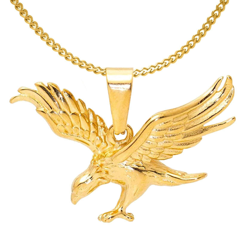 [Australia] - Nsitbbuery Hip Hop 18K Gold Plated Stainless Steel Animal Eagle Pendant Necklace 