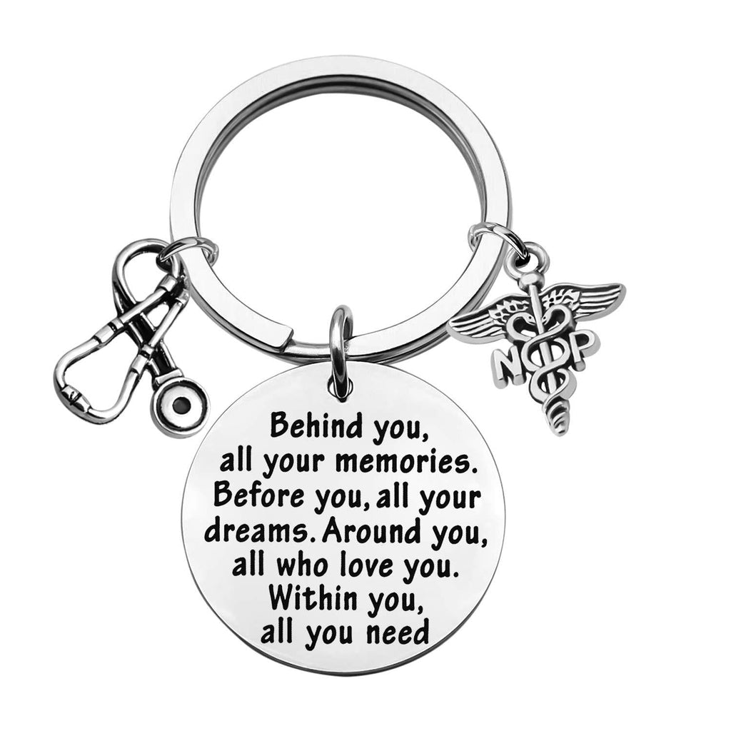 [Australia] - FEELMEM NP Graduation Gift NP Nurse Practitioner Gift NP Keychain Behind You All Memories Before You All Your Dream Inspirational Gift for Nurse Practitioner Graduates 