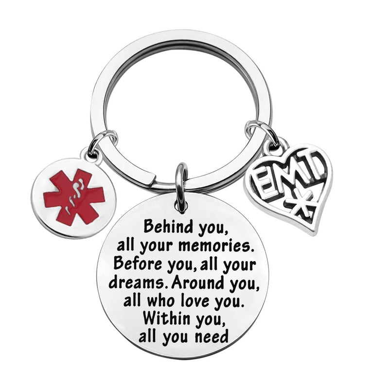 [Australia] - FEELMEM EMT Gift EMT Graduation Gifts Behind You All Memories Before You All Your Dream EMT Keychain Emergency Medical Technician Gift Paramedic Gifts Keyring 