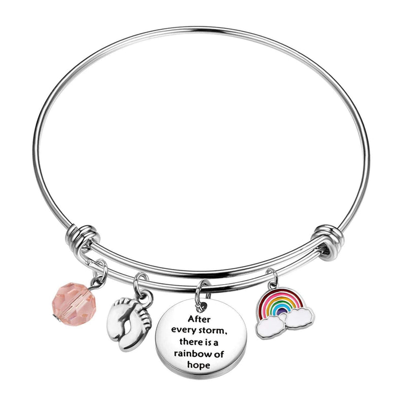 [Australia] - AKTAP Mommy of Rainbow Baby Gift Pregnancy Bracelet After Every Storm There is A Rainbow of Hope Feet Charm Bracelet Baby Loss Mom Miscarriage Jewelry Pregnancy Bracelet 