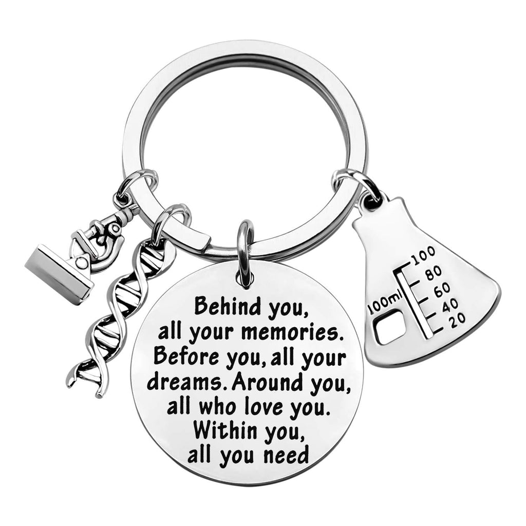 [Australia] - FEELMEM Biology Chemistry Keychain Future Chemist Gift Behind You All Memories Before You All Your Dream Science Tech Keychain Scientist Biology Student Graduation Gift 