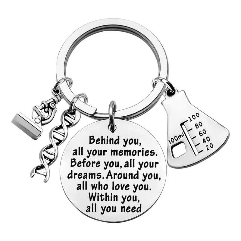 [Australia] - FEELMEM Biology Chemistry Keychain Future Chemist Gift Behind You All Memories Before You All Your Dream Science Tech Keychain Scientist Biology Student Graduation Gift 