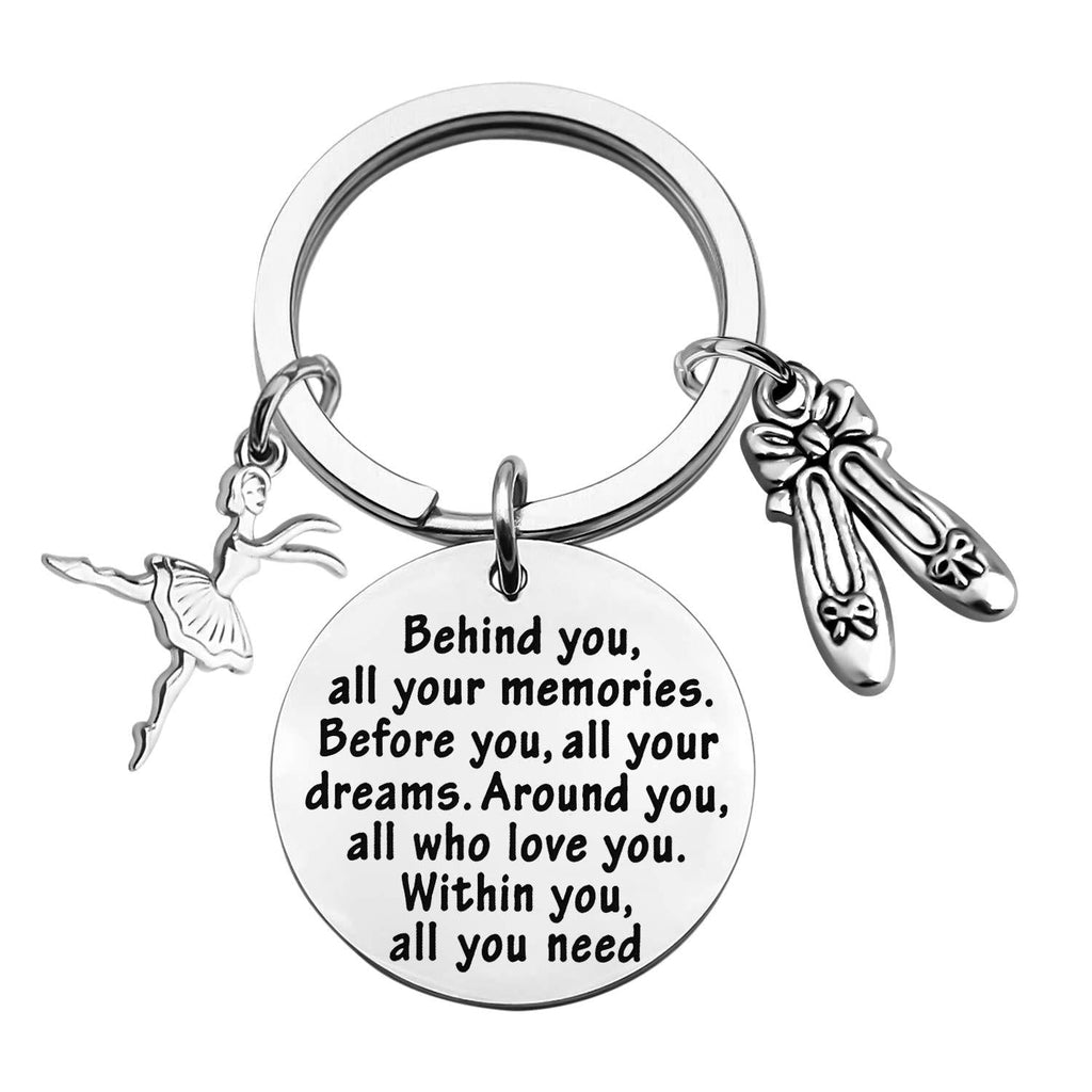 [Australia] - FEELMEM Ballet Dancing Gifts Dance Class Dancer Gift Dance Recitals Gift Behind You All Memories Before You All Your Dream Keychain Girl Dance Jewelry Dancer Graduation Gifts Ballet Dancing Keychain 