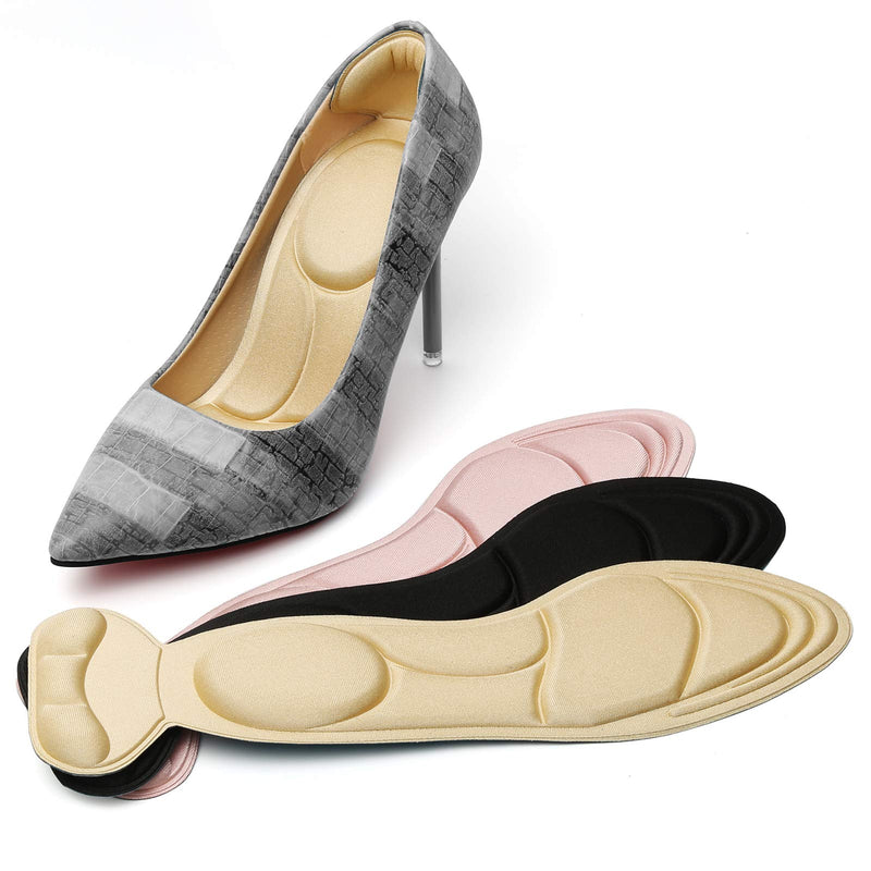 [Australia] - [3 Pairs] Heel Insoles Sponge Shoes Pads with Heel Grips Inserts Heel Cushion Inserts Comfort Shoe Insoles for Loose Shoes Big Shoes, Feet Pain Relief, Women 5-9 Flesh Pointed (Flesh Round) Flesh Round 