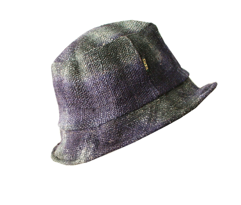 [Australia] - manakamana Hemp Bucket hat Hemp Summer Hat, Natural Hippie hat, Straw hat Men Blue 