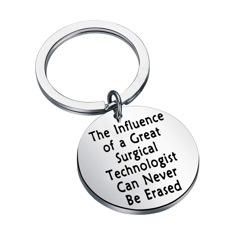 [Australia] - FEELMEM Surgical Technologist Gift Surgical Tech Gift Surgical Nurse Doctor Gift The Influence of a Great Surgical Technologist Can Never Be Erased Keychain Surgery Tech Jewelry silver 