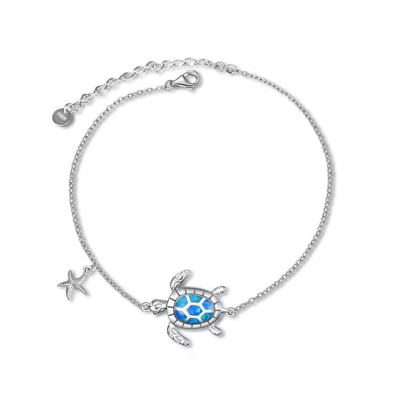 [Australia] - WINNICACA S925 Sea Turtle/Jellyfish/Starfish/Octopus/Conch/Dolphin Anklets for Women Animal Ankle Bracelets for Women Teens Turtle anklets 9+1.5inch 