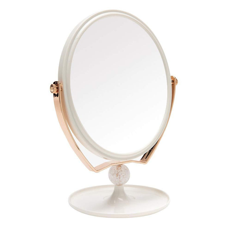 [Australia] - YEAKE Magnifying Makeup Vanity Mirror,ABS Plastic Double Sided 3X Magnification 360°Swivel Beauty Make Up Mirror Cosmetic Table Desk Mirror 8" Oval 8" Large Desk Mirror For Makeup White & Rose(1/3x Magnifying Makeup Mirror) 