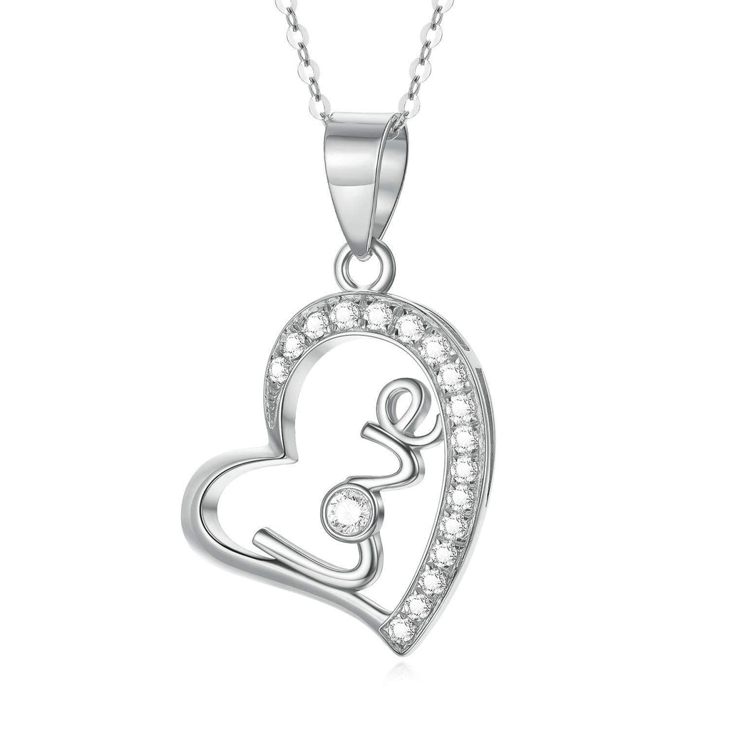 [Australia] - Heart Necklaces for Women, S925 Sterling Silver Love You Forever Heart Pendant Necklace Fine Jewelry Gifts For Wife, Mom, Girls 16"-18" 