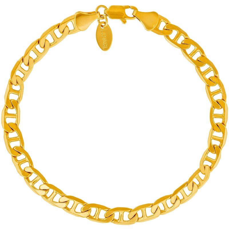 [Australia] - Lifetime Jewelry 6mm Mariner Link Chain Anklet for Women & Men 24k Gold Plated 10.0 Inches 