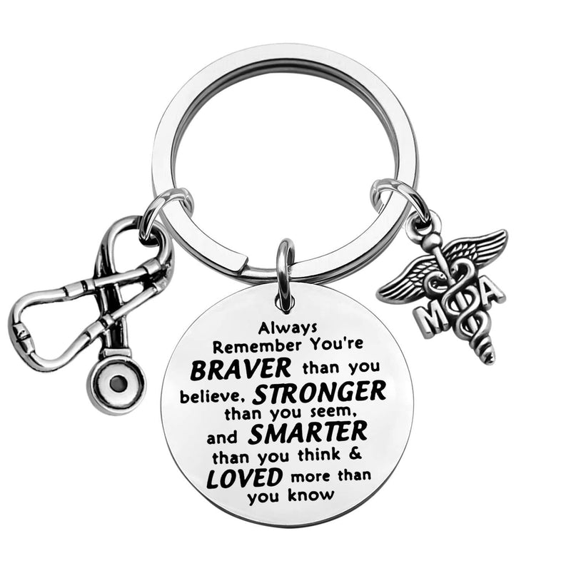 [Australia] - Medical Assistant Keychains MA Gift Medical Assistant Graduation Gift Med School MA Inspiration Gifts You are Braver Stronger Smarter Than You Think keychain 
