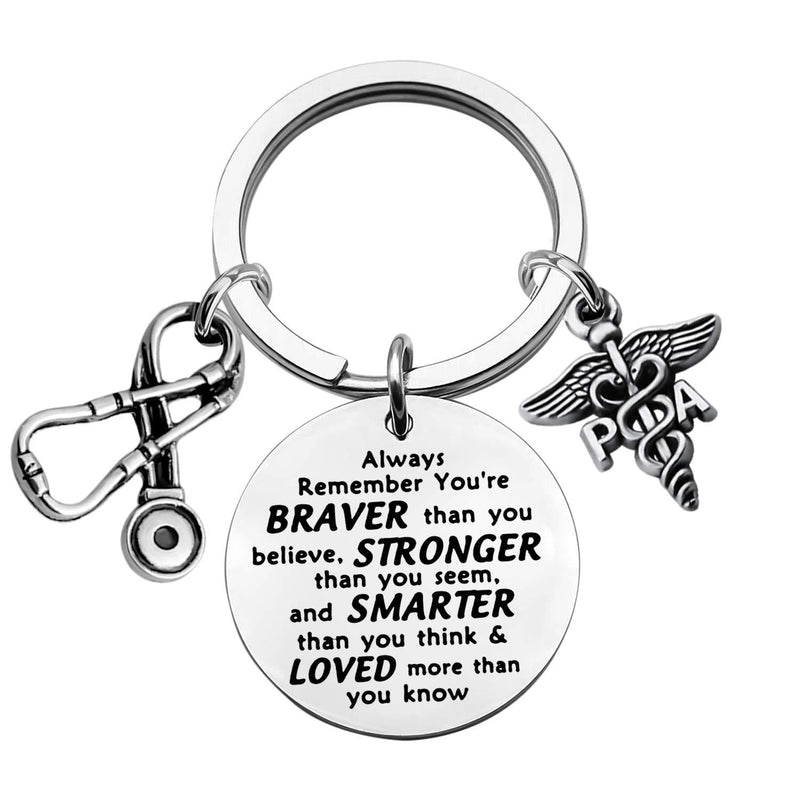 [Australia] - Physicians Assistant Gifts PA Keychain Physician Assistant Graduation Gift PA Student Inspiration Gifts You are Braver Stronger Smarter Than You Think keychain PA 