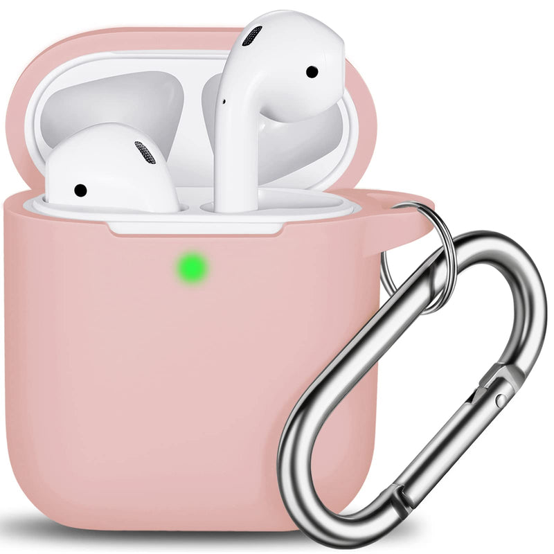 [Australia] - R-fun AirPods Case Cover , Soft Silicone Protective Cover with Keychain for Women Men Compatible with Apple AirPods 2nd 1st Generation Charging Case, Front LED Visible-Pink Sand B-Pink sand 