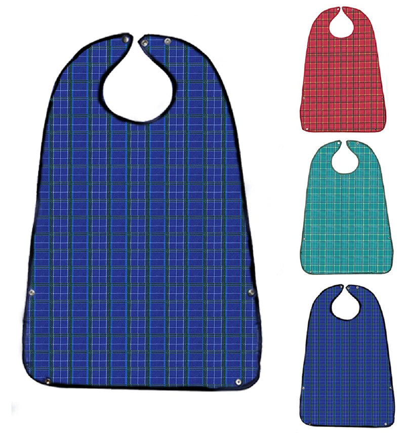 [Australia] - 3 Pack Adult Bibs for Eating, Waterproof Clothing Protector with Crumb Catcher, Machine Washable Adult Bibs for men/women… Red-snap 