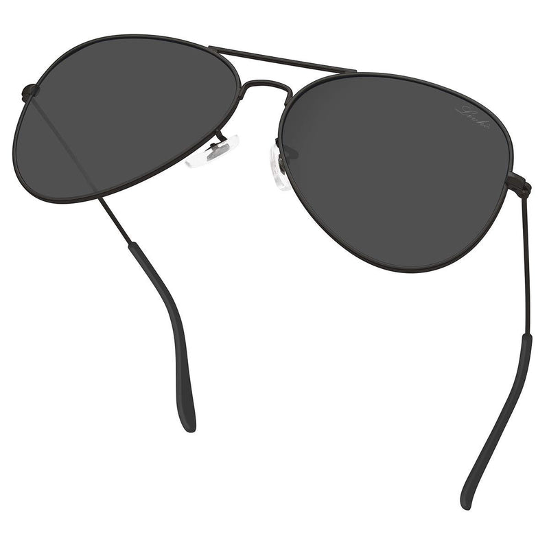 [Australia] - livho Classic Polarized Aviator Sunglasses UV Mirrored Lens Metal Retro Shades Black Grey Lens/Black Frame 50 Millimeters 
