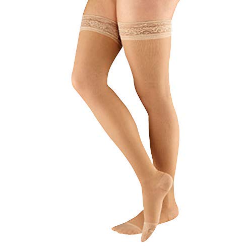 [Australia] - Actifi Women’s Sheer Thigh High 15-20mmHg Compression Stockings Nude 3X-Large 